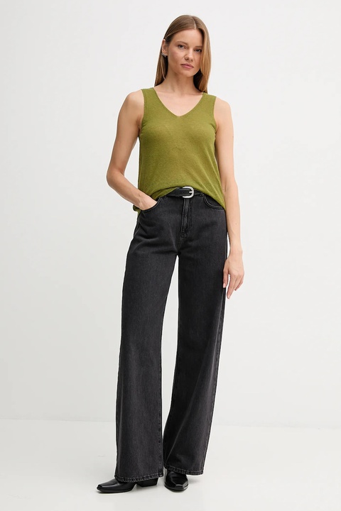 United Colors of Benetton top z wełną kolor zielony 109PDH01F - zdjęcie produktu nr 2