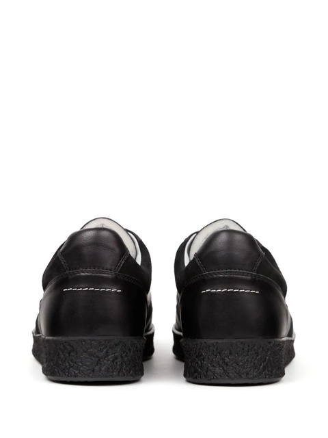 MM6 Maison Margiela stitch-logo leather sneakers - Black - zdjęcie produktu nr 2
