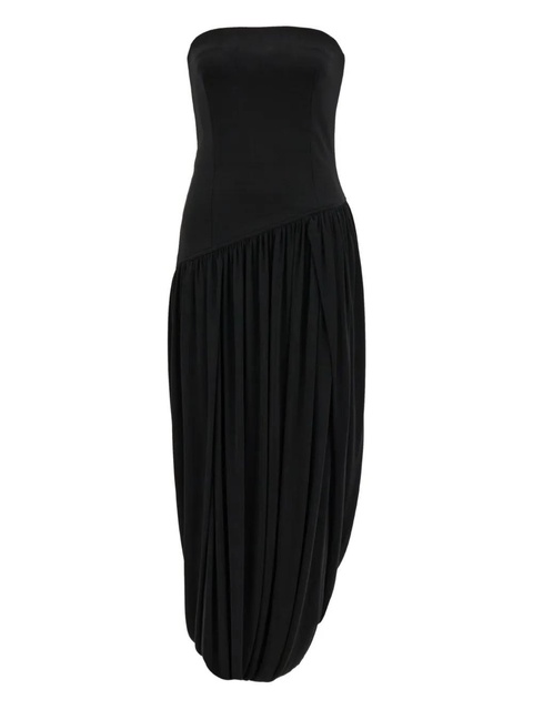 Ferragamo asymmetric ruched bustier midi dress - Black - zdjęcie produktu nr 1