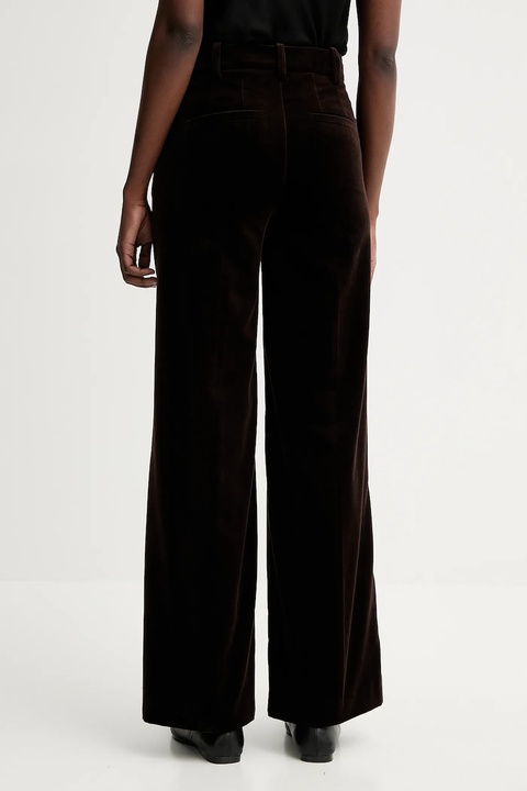 ZADIG&VOLTAIRE spodnie welurowe damskie kolor brązowy proste high waist WWPA01868 - zdjęcie produktu nr 2