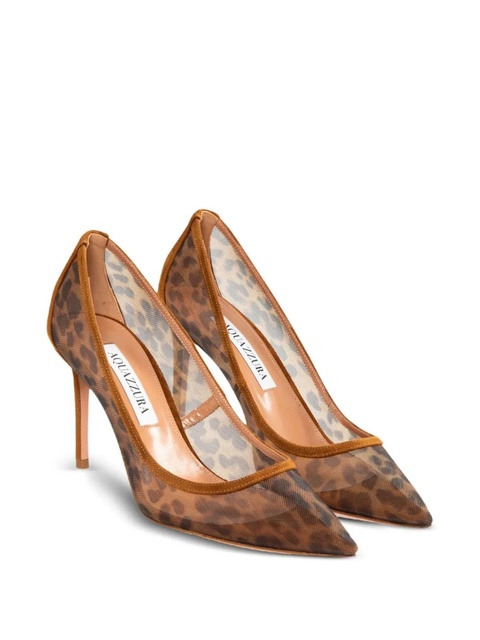 Aquazzura 85mm leopard-print mesh pumps - Brown - zdjęcie produktu nr 2