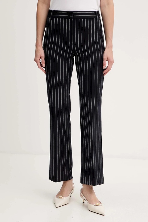 Marella spodnie Emme by Marella damskie kolor granatowy proste high waist 2525786052200 - zdjęcie produktu nr 1