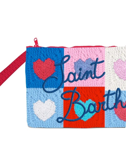 MC2 Saint Barth heart-patch crochet clutch bag - Blue - zdjęcie produktu nr 2