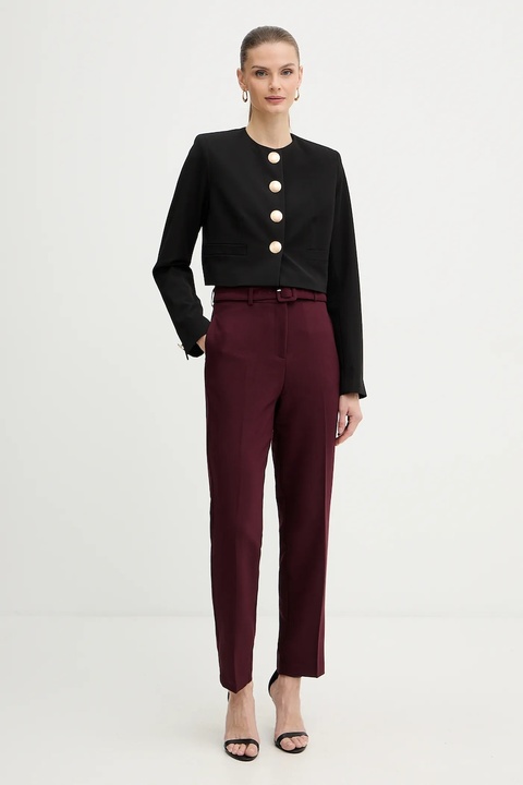 Morgan spodnie damskie kolor bordowy fason cygaretki high waist PLUNE.F - zdjęcie produktu nr 2