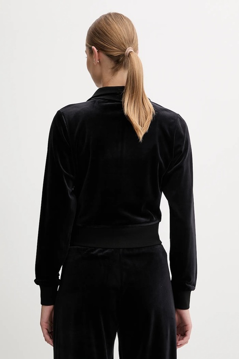 Guess bluza welurowa COUTURE damska kolor czarny gładka V3BQ22 K0232 - zdjęcie produktu nr 2