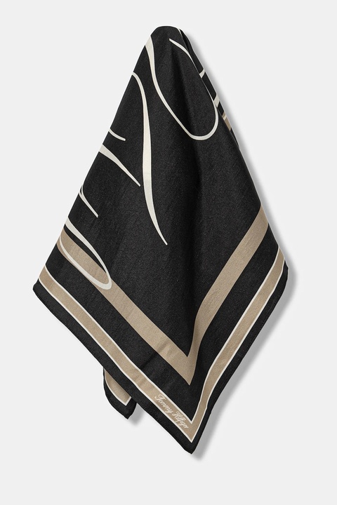 Tommy Hilfiger apaszka jedwabna damska kolor czarny wzorzysta AW0AW17967 - zdjęcie produktu nr 1