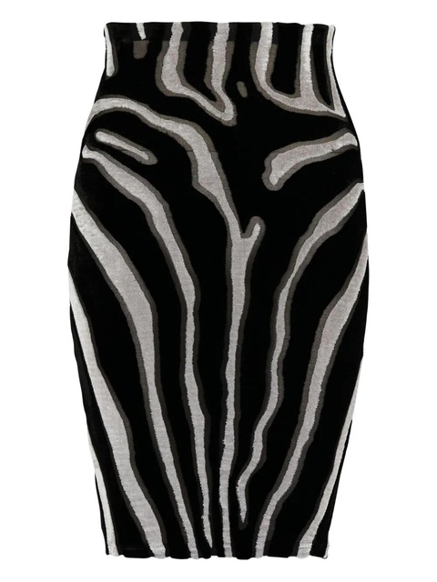 Balmain zebra-print velvet mini-skirt - Black - zdjęcie produktu nr 1
