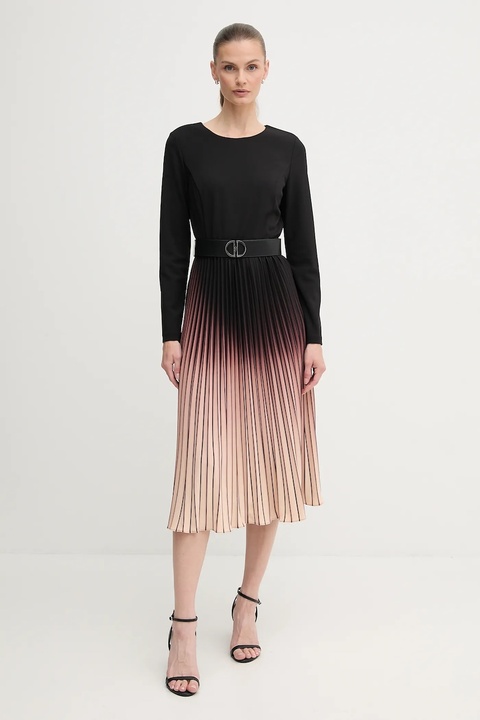 Dkny sukienka kolor czarny midi rozkloszowana DD4H1C24 - zdjęcie produktu nr 1