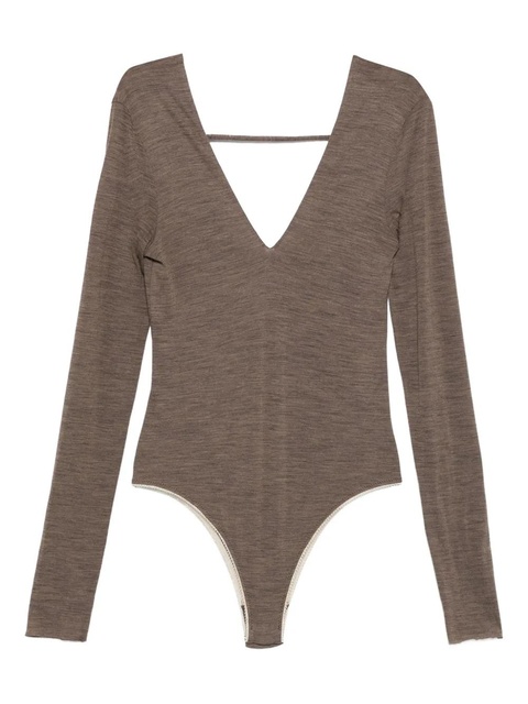 Alysi V-neck long-sleeve bodysuit - Brown - zdjęcie produktu nr 1