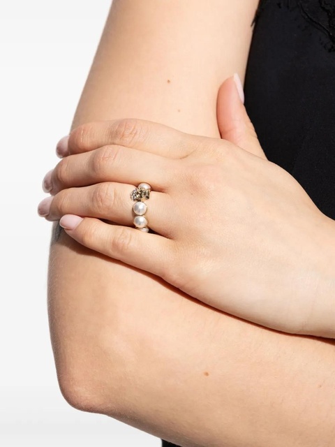 Alexander McQueen skull-motif pearl ring - Gold - zdjęcie produktu nr 2