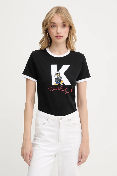 Karl Lagerfeld t-shirt bawełniany KL X DISNEY damski kolor czarny A3W17089 - zdjęcie produktu nr 1
