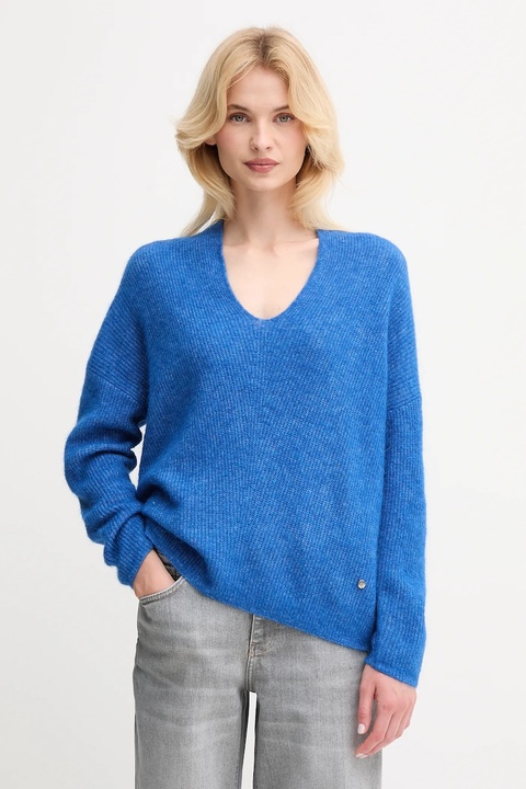 Mos Mosh sweter wełniany damski kolor niebieski - zdjęcie produktu nr 1