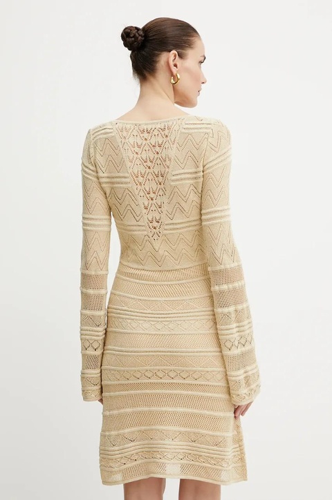 Guess sukienka NELLIE kolor beżowy mini dopasowana W5GK48 Z3E22 - zdjęcie produktu nr 2
