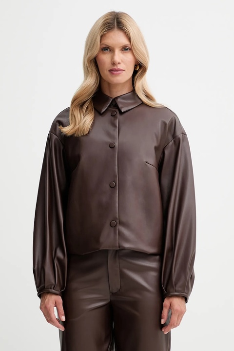 Twinset kurtka kolor brązowy przejściowa oversize 252TP2090 - zdjęcie produktu nr 1