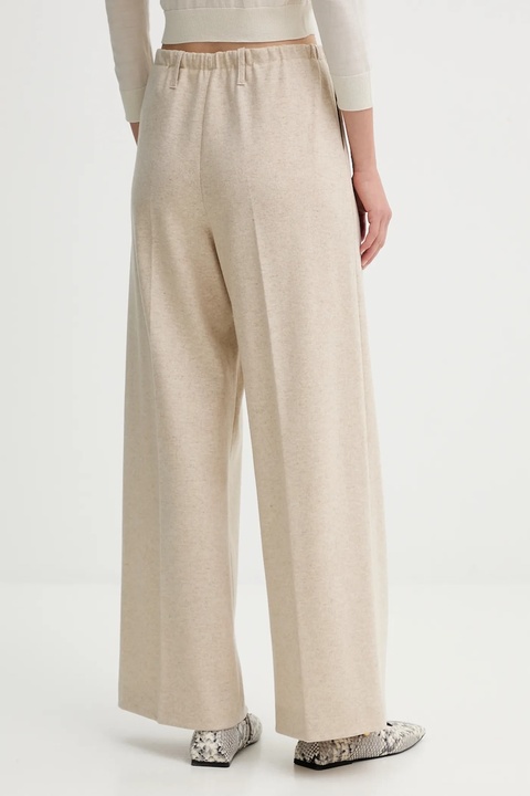 Liviana Conti spodnie z dodatkiem kaszmiru damskie kolor beżowy szerokie high waist L5WN37 - zdjęcie produktu nr 2