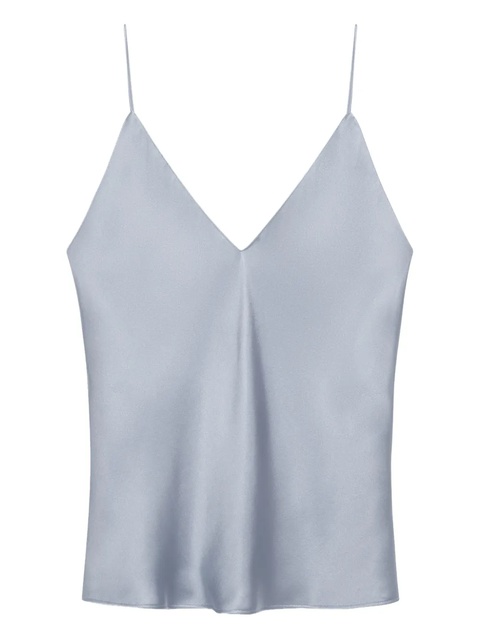 ANINE BING Ellen V-neck silk top - Grey - zdjęcie produktu nr 1