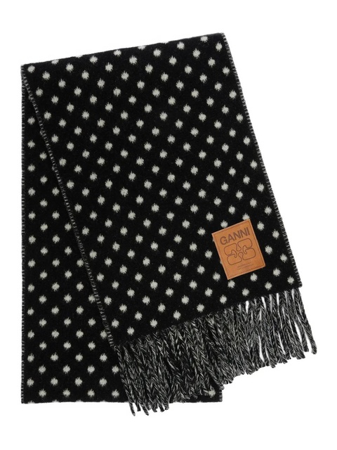 GANNI polka-dot fringed scarf - Black - zdjęcie produktu nr 2