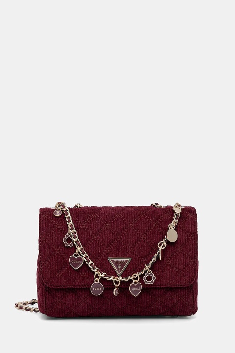 Guess torebka sztruksowa GIULLY kolor bordowy HWCG96 73200 - zdjęcie produktu nr 1