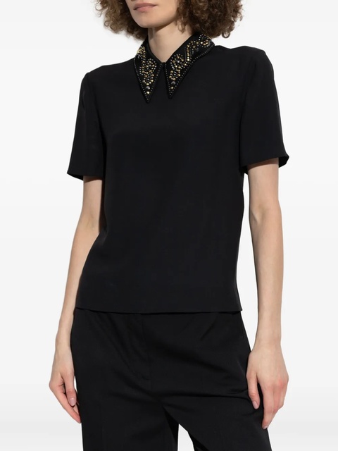 Versace embellished-collar short-sleeve blouse - Black - zdjęcie produktu nr 1