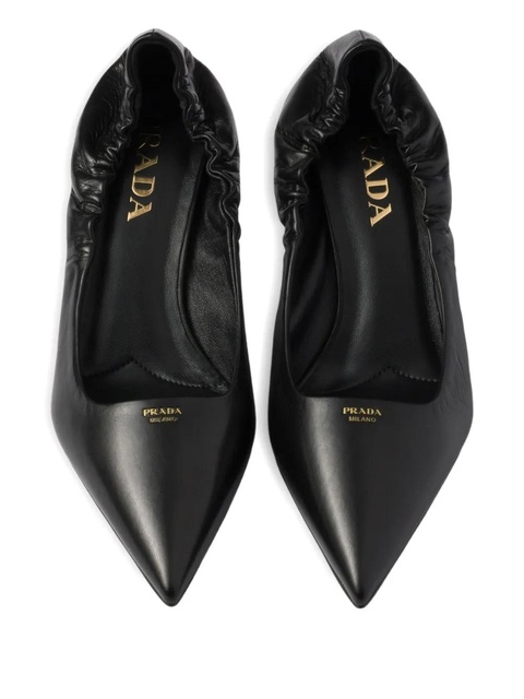 Prada 55mm ruched-effect pointed-toe leather pumps - Black - zdjęcie produktu nr 2