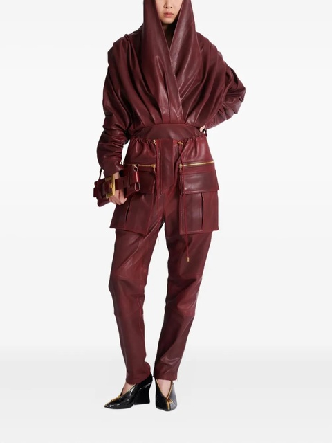 Balmain lambskin leather cargo straight trousers - Red - zdjęcie produktu nr 2