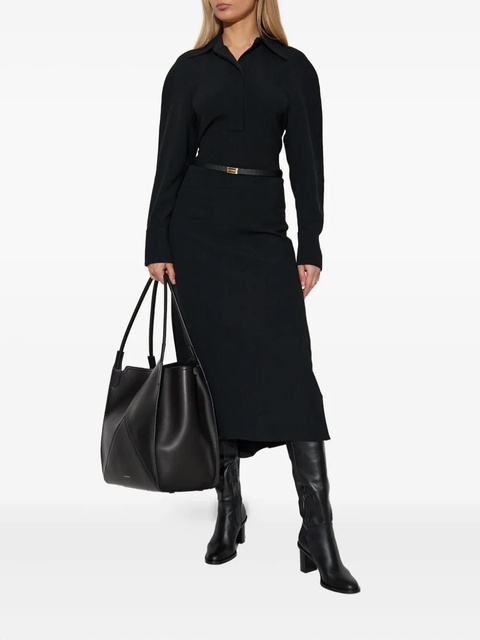 Victoria Beckham spread-collar long-sleeve midi dress - Black - zdjęcie produktu nr 1