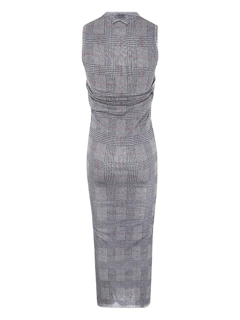 Jean Paul Gaultier mesh-panelled check maxi dress - Grey - zdjęcie produktu nr 1