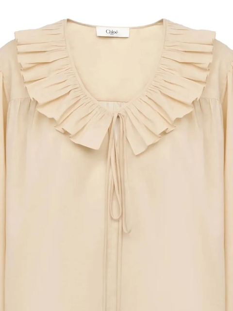 Chloé ruffled-cuffs cotton blouse - Neutrals - zdjęcie produktu nr 2