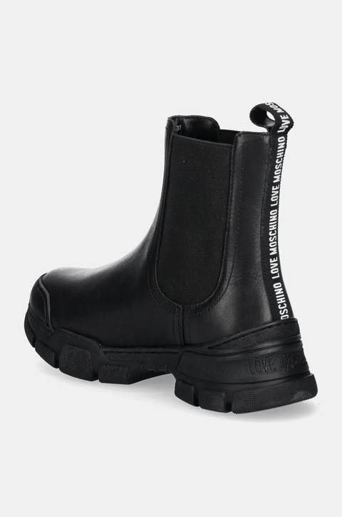 Love Moschino sztyblety skórzane damskie kolor czarny na płaskim obcasie JA15504G0LIA0000 - zdjęcie produktu nr 2