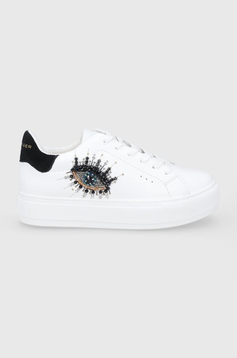 Kurt Geiger London Buty skórzane Laney Eye kolor biały na platformie 8487310109 - zdjęcie produktu nr 1