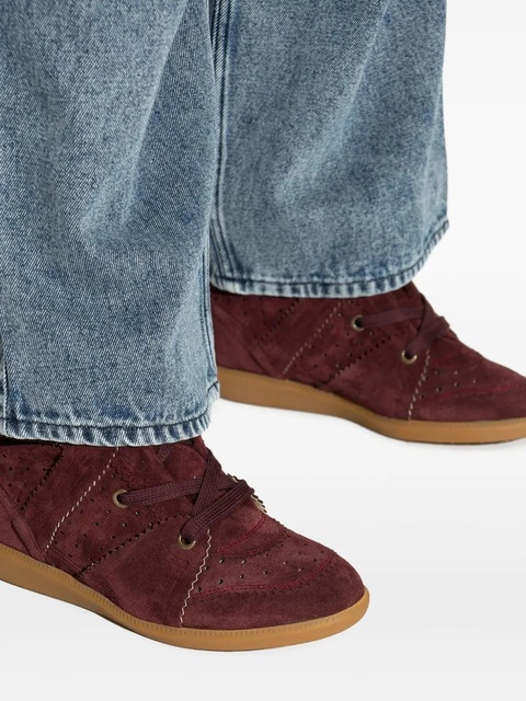 ISABEL MARANT 50mm Bobby lace-up suede wedge sneakers - Red - zdjęcie produktu nr 2