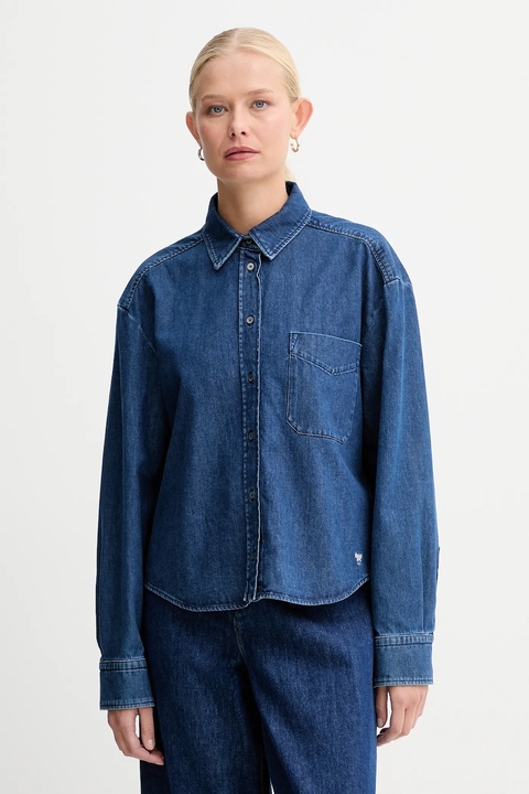 Weekend Max Mara koszula jeansowa OBBIA damska kolor granatowy regular z kołnierzykiem klasycznym 2525116052600 - zdjęcie produktu nr 1