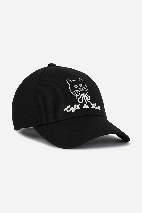 Karl Lagerfeld czapka z daszkiem bawełniana kolor czarny z aplikacją A2W33047 - zdjęcie produktu nr 1