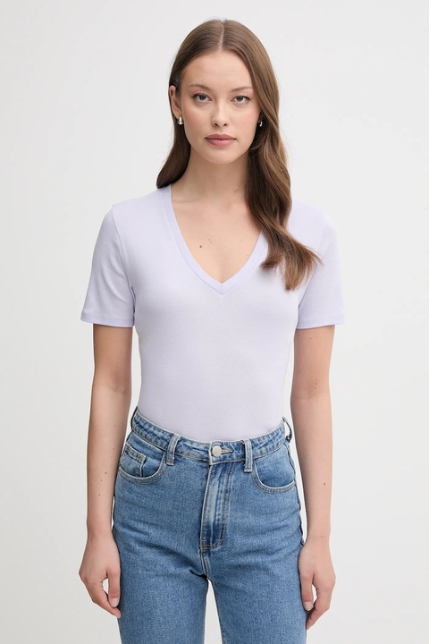 United Colors of Benetton t-shirt bawełniany damski kolor fioletowy 3GA2E4230 - zdjęcie produktu nr 1