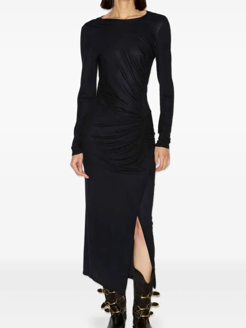 ISABEL MARANT side-gathered long-sleeve midi dress - Black - zdjęcie produktu nr 1