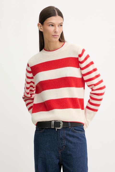 Marc O'Polo sweter wełniany damski kolor beżowy lekki 600605460243 - zdjęcie produktu nr 1