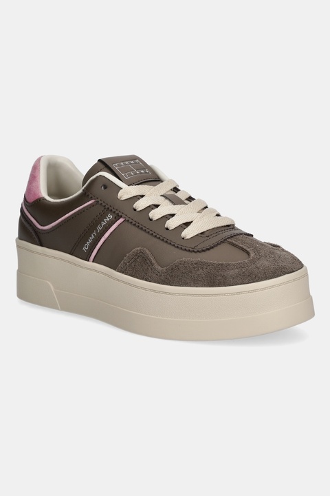 Tommy Jeans sneakersy THE GREENWICH FLATFORM damskie kolor brązowy EN0EN02902 - zdjęcie produktu nr 1