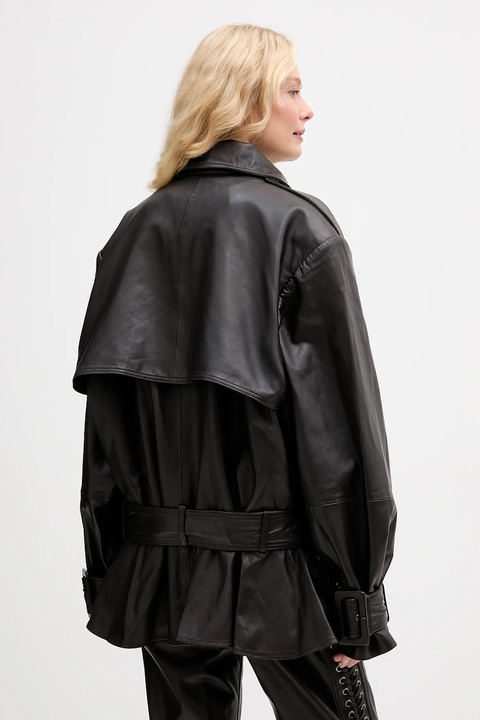 Rotate kurtka skórzana kolor brązowy przejściowa 1158171667 - zdjęcie produktu nr 2