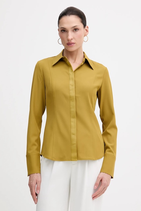 Sisley koszula damska kolor zielony regular z kołnierzykiem klasycznym 5SLFLQ0A0 - zdjęcie produktu nr 1