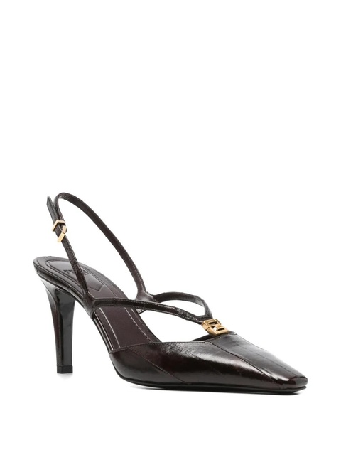 FENDI leather high-heeled slingback pumps - Brown - zdjęcie produktu nr 2