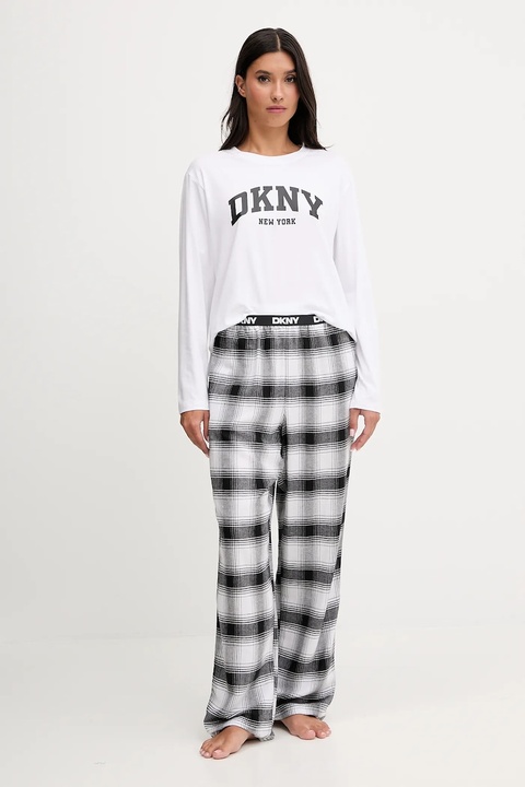 Dkny piżama z dodatkiem bawełny damska kolor biały YI80064 - zdjęcie produktu nr 1