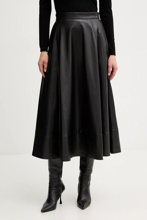 Guess spódnica DELORES kolor czarny midi rozkloszowana W5BD71 K8S30 - zdjęcie produktu nr 1