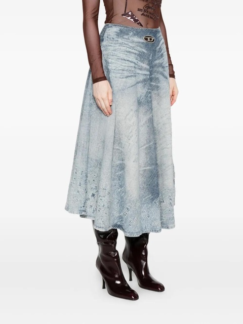 Diesel acid-wash logo-plaque denim midi A-line skirt - Blue - zdjęcie produktu nr 2