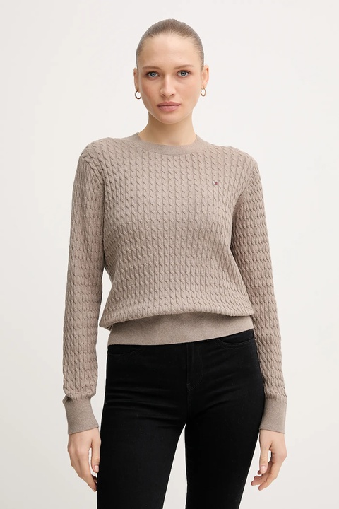 Tommy Hilfiger sweter bawełniany kolor beżowy lekki WW0WW44993 - zdjęcie produktu nr 1