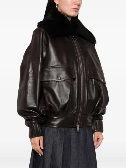 KHAITE fur-collar leather jacket - Brown - zdjęcie produktu nr 2