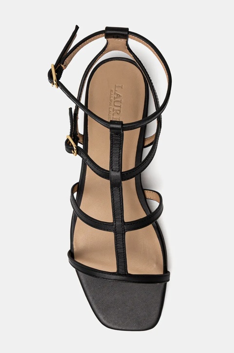 Lauren Ralph Lauren sandały skórzane Everley Gldr damskie kolor czarny 802959977001 - zdjęcie produktu nr 2