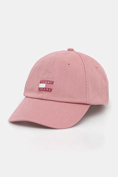 Tommy Jeans czapka z daszkiem bawełniana kolor różowy AW0AW17580 - zdjęcie produktu nr 1