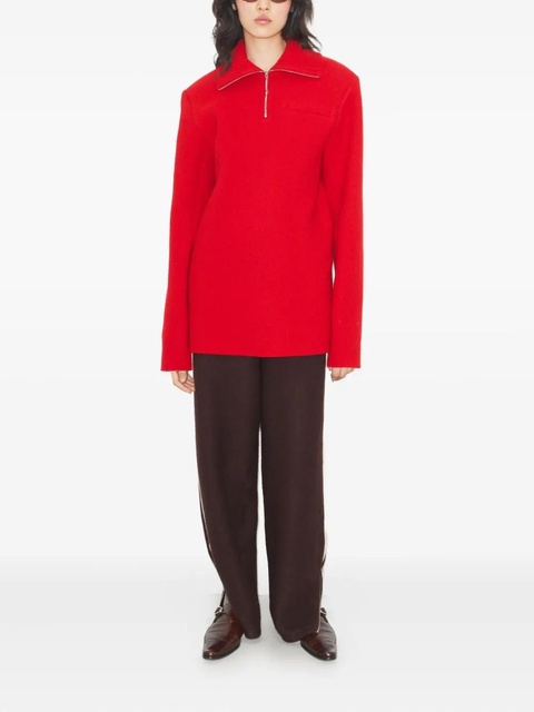 Tory Burch half-zip wool polo shirt - Red - zdjęcie produktu nr 2