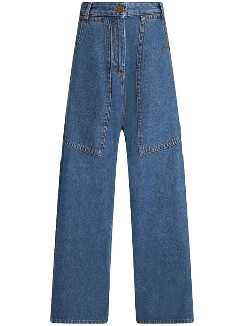 ETRO Pegaso-embroidery wide-leg jeans - Blue - zdjęcie produktu nr 1
