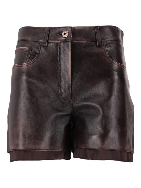 Miu Miu pocket leather shorts - Brown - zdjęcie produktu nr 1